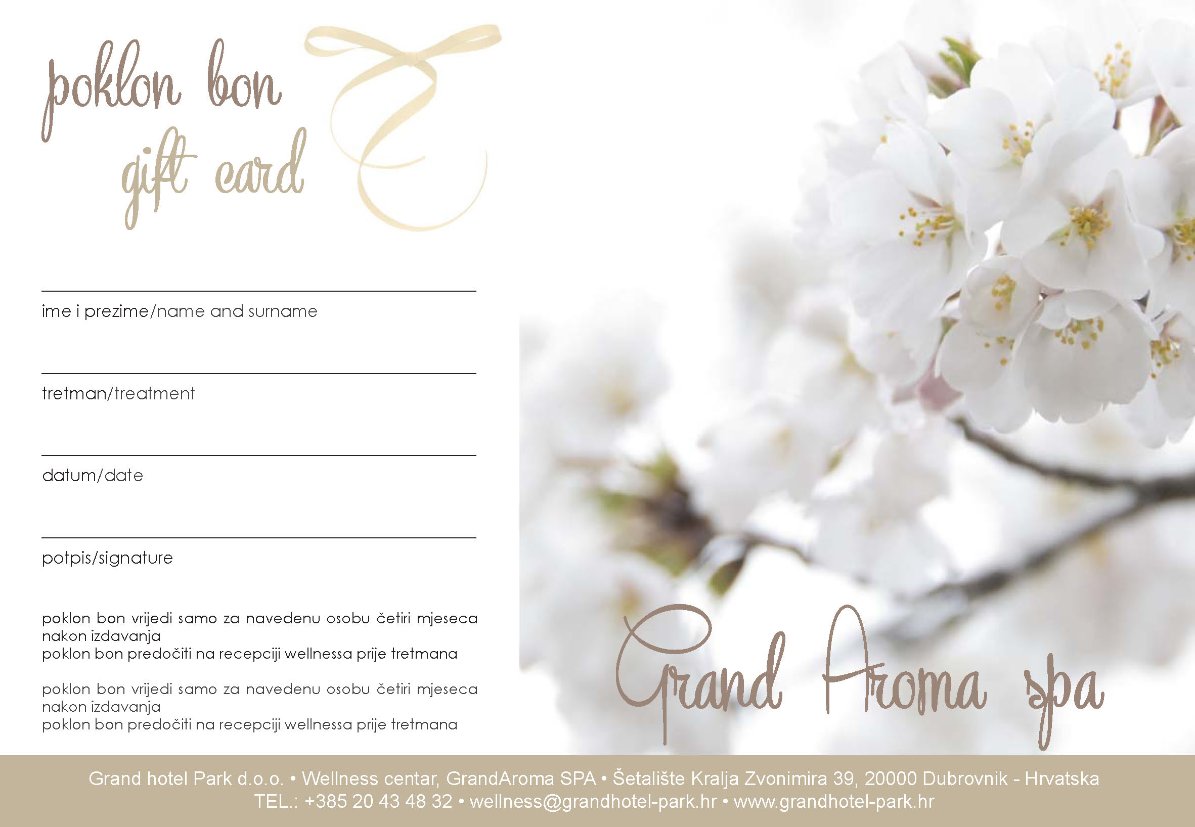 Spa gift card